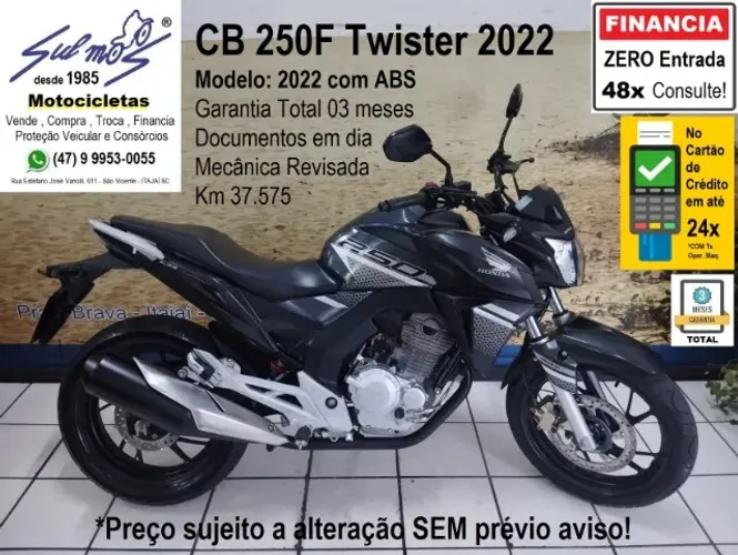 Honda CB 250F Twister ABS 2022 # Bx Km # Vendo, Troco, Financia até 48x. Consulte!