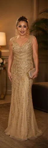 Vestido dourado M/G/GG
