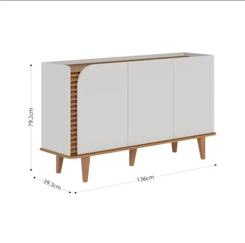 Buffet para sala de jantar 3 portas pé de madeira maciça