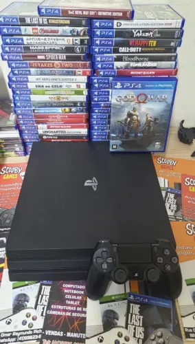 PS4 PRO SEMINOVO,1 CONTROLE ORIGINAL,1 JOGO ALEATÓRIO, GARANTIA 1 ANO APARELHO 