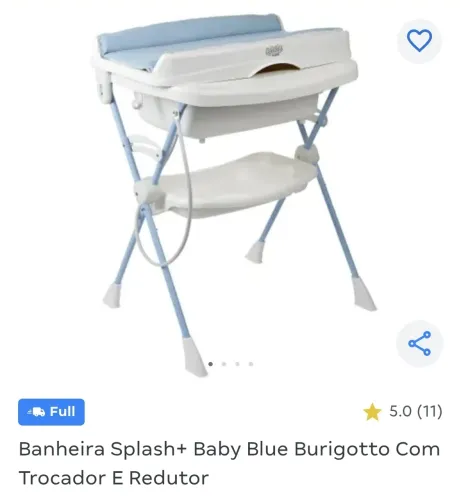 Banheira Burigotto azul usada e com trocador nunca usado.