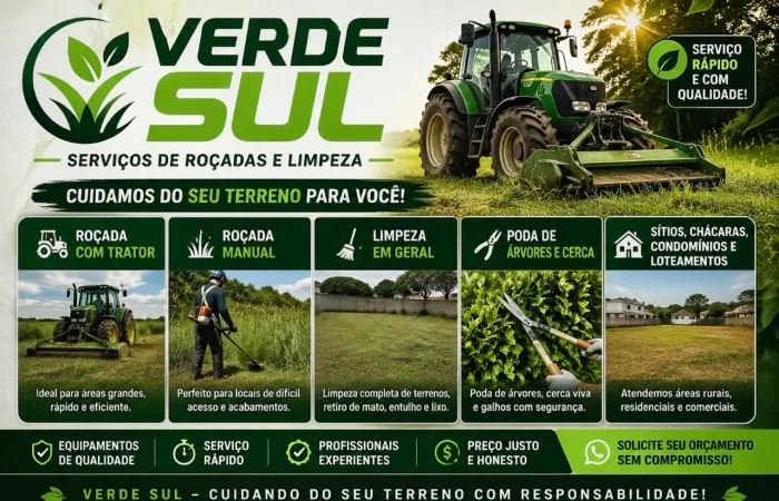     Roçada com Trator + Limpeza Completa de Terrenos e Chácaras