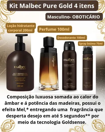 Kit Malbec Pure Gold masculino- OBOTICÁRIO com 4 itens 