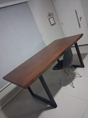 190 x 90 Mesa de madeira estilo industrial para 6 cadeiras 