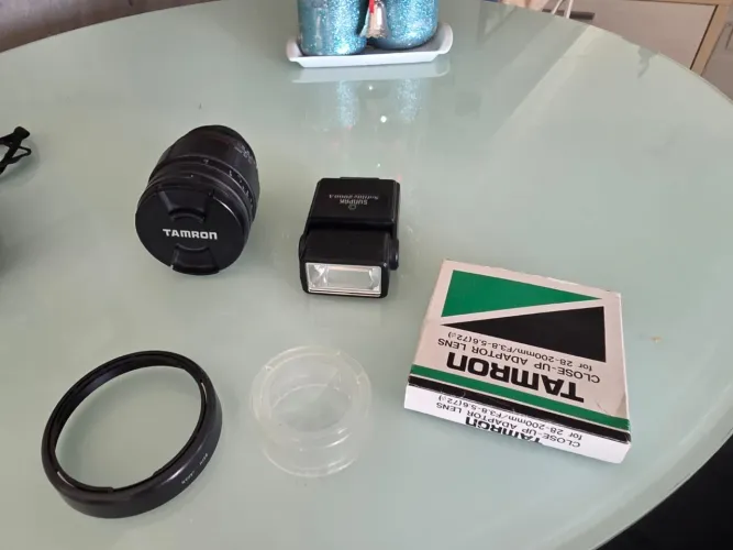 Kit Vintage Fotografia Analogica - Polaroid Supercolor 635 + Lente Tamron + Flash Sunpak