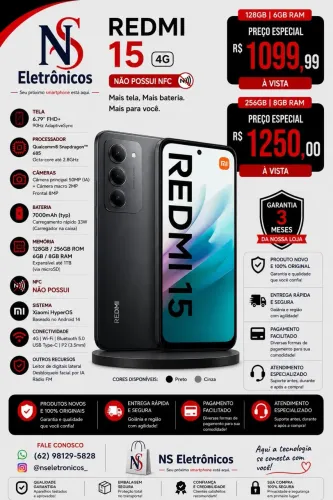 Celular Redmi 15 4G 128/06 Lacrado Entregamos Grátis