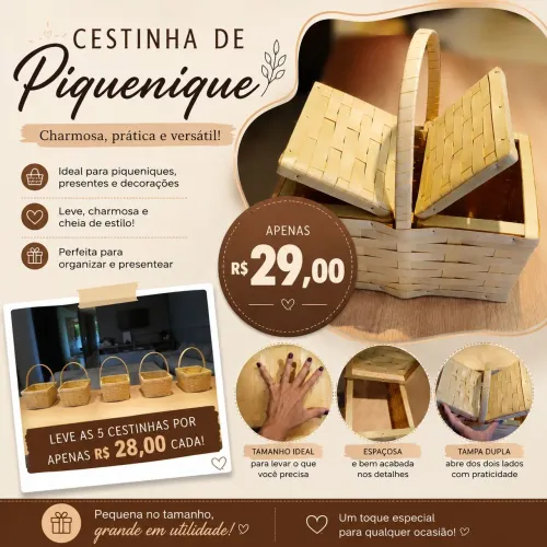 Cestas pra piquenique e decoração