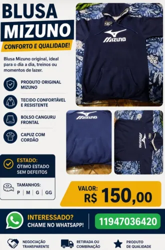 Blusa de moletom Mizuno 