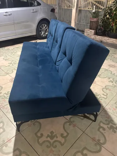 Sofá-cama azul inclinável 