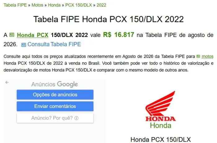 Urgentíssimo Vendo moto Honda autom. PCX 16.500