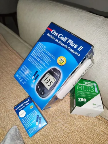Kit Medidor De Glicemia On Call Plus II + 50 Tiras + 100 Lancetas + Lancetador (Completo)