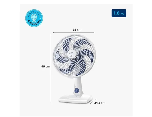 Ventilador de Mesa Mondial 220V, 30cm, 6 pás, Super Power - VSP-30-W