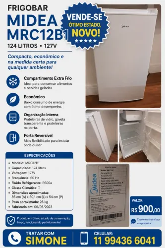 Vendo Frigobar Midea 124 litros EXCELENTE ESTADO
