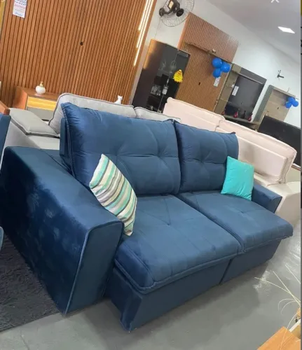 Sofá Malta Retrátil 2,50 m Azul