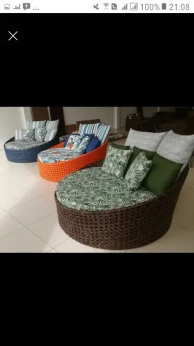 Conjunto de sofá em fibras sintéticas 