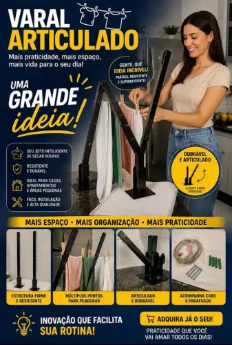 Varal Articulado em aço completo