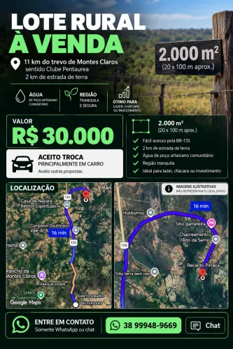 LOTE RURAL À VENDA - MONTES CLAROS/MG