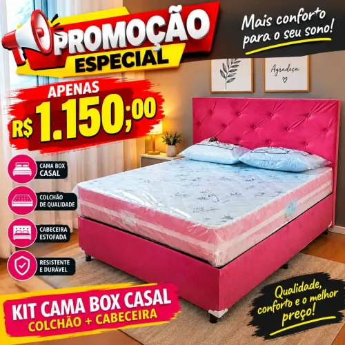 Kit cama box e colchão molas e cabeceira 