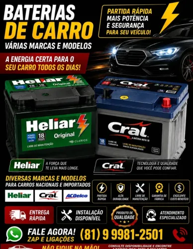 Bateria de carro varias marcas e modelos 
