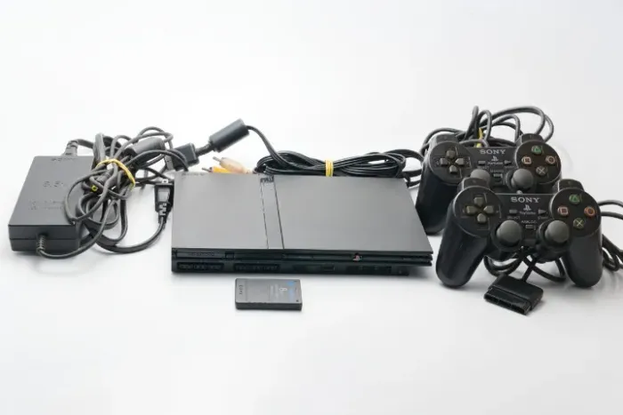 PlayStation 2 PS2 Slim Completo Desbloqueado Matrix + 2 Controles Originais