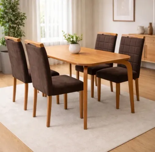 Mesa Verona 120 com 4 Cadeiras Siena