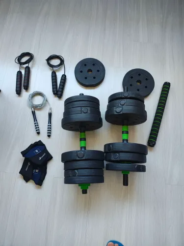Kit Halteres 30kg Ajustável 2 Em 1 Barra Extensc Academia