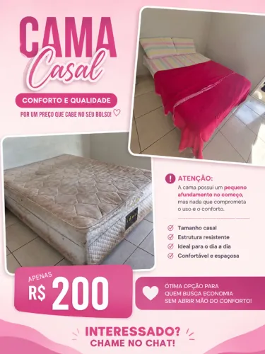 Cama Casal + Colchão - R$ 200