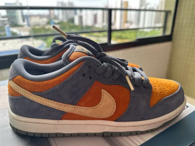 Tênis Nike Original Sb Dunk Low Pro - Cinza / Laranja