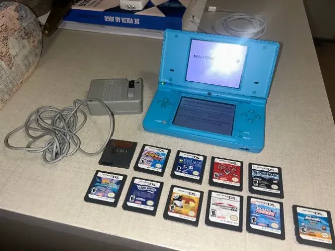 Nintendo DSi Azul + 10 Jogos Originais + Carregador + Case Mario