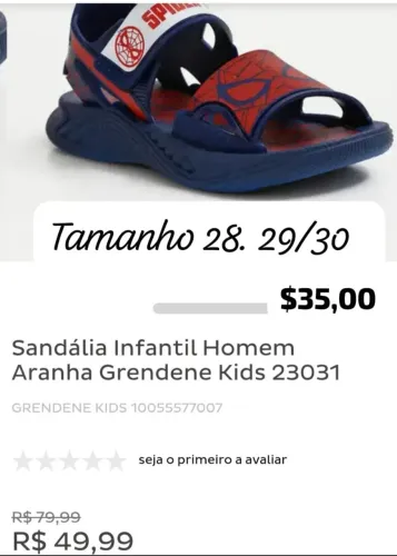 Sandália infantil homem Aranha 28 29/30