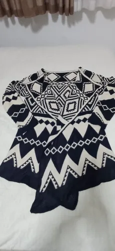 Cardigan de lãTam G/GG estampa geometrica
