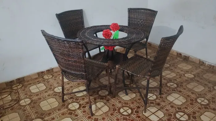 Jogo de mesa de vime sintético