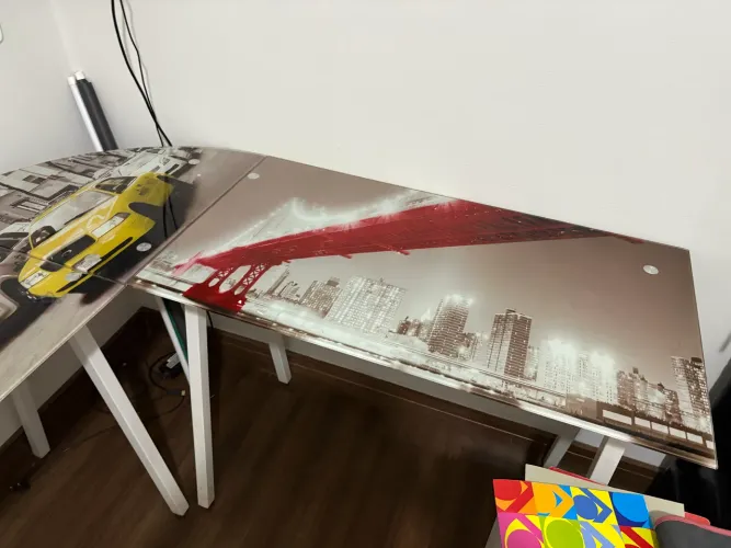 Mesa de escritório modulada tampo de vidro Londres