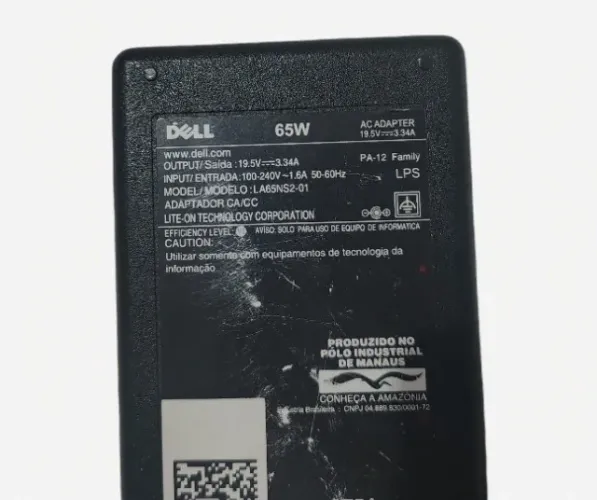 Fonte Carregador Notebook Dell 65w 19.5v 3.34a Original