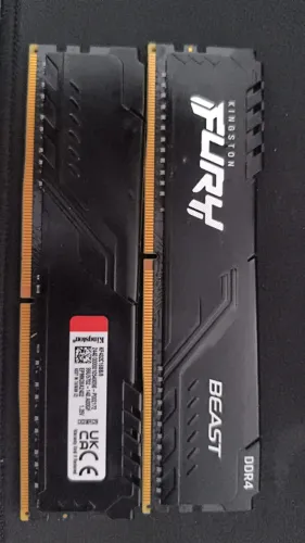 kit 2X8 GB Memória RAM Kingston Fury Beast, 8GB, 3200MHz, DDR4, CL16, Preto - KF432C16BB