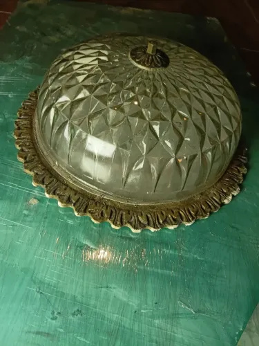Luminária vidro cúpula antigo. Lustre 