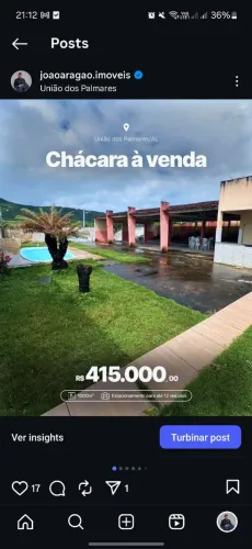 CHÁCARA À VENDA EM UNIÃO DOS PALMARES -AL