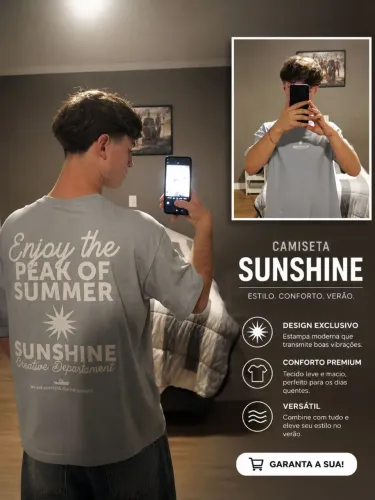 Camiseta Boxy Sunshine - Estilo Streetwear | Azul Claro