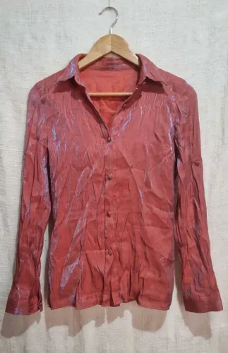 Camisa Telha Metalizada Amassada - Tam P (Veste 38) - Brilho Foil<br>