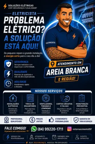 Instalações e reparos elétricos prediais e residencial.
