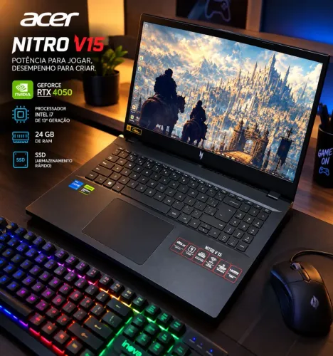 ACER NITRO V15 GAMER - RTX 4050 + i7 + 24GB RAM