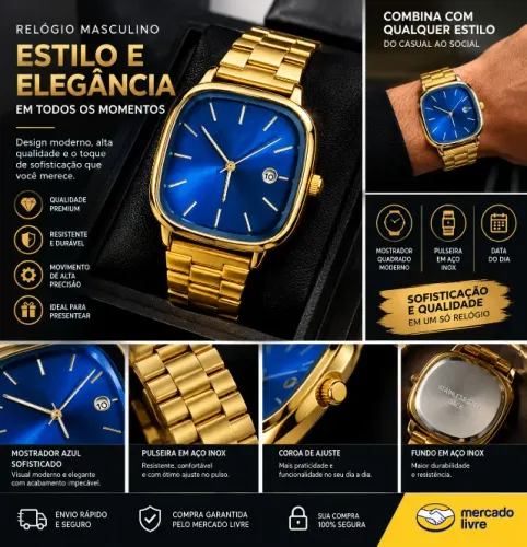 Relógio Stainless Steel Back Mr 10595 Dourado