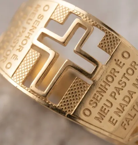 Anel ouro 18k salmo 23