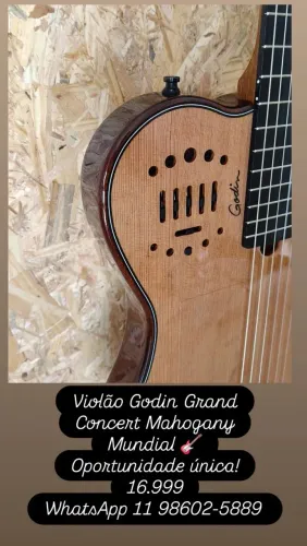 Violão Godin Grand Concert Mahogany Mundial Deluxe novíssimo!