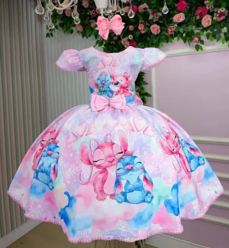 Vestido Temático Infantil Stich 8 anos 