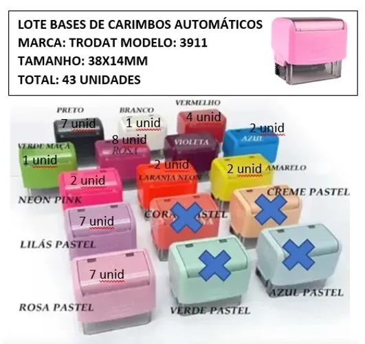 Lote de carimbos automáticos (sem personalização) 38x14mm