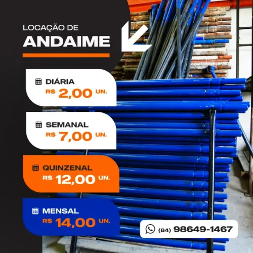 Locação de Andaime Tubular de 1,0m e 1,5m
