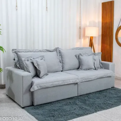 Sofá Cama Retrátil Bolt 2.40m Linho Sem Caixa: Novo. Pronta Entrega.
