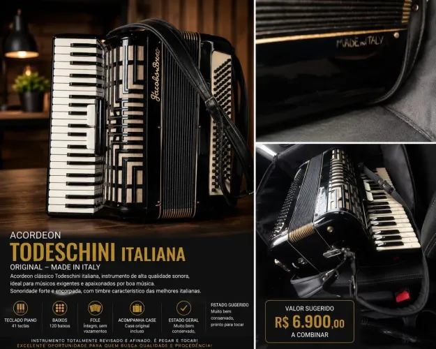 *VENDO - ACORDEON TODESCHINI ITALIANA 120 BAIXOS