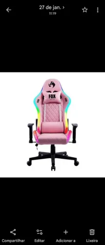 Cadeira Gamer rgb Fox rosa